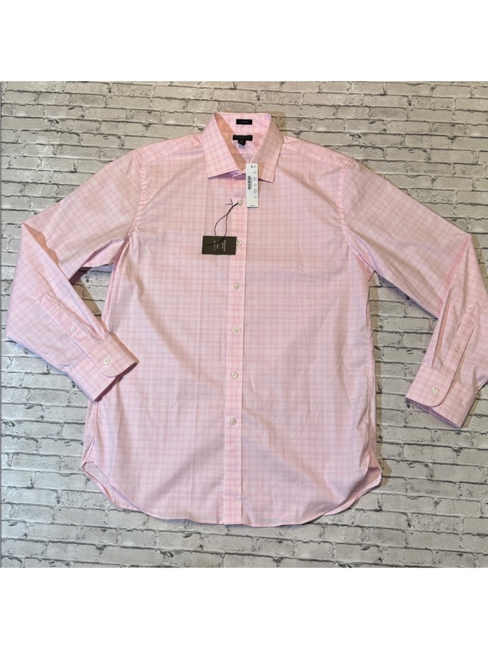 New J. Crew Light Pink Windowpane Dress Shirt Sz 16-34